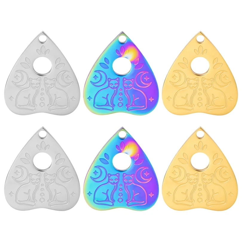 

5pcs Stainless Steel Charms For Men Women Heart and Cats Pendant Fit Jewelry Earrings Bracelet Necklaces Metal Fashion Accessory