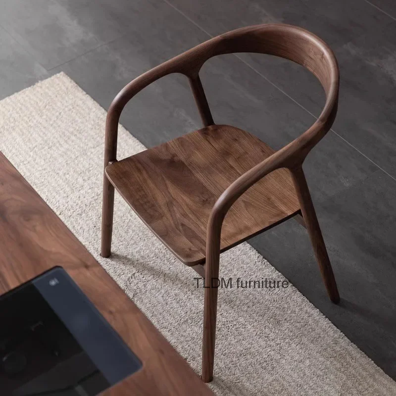 Modern Solid Wooden Dining Chairs Design Kitchen Dinner Armchair Black Walnut Luxury Mobile Relax Sillas De Comedor Furnitures