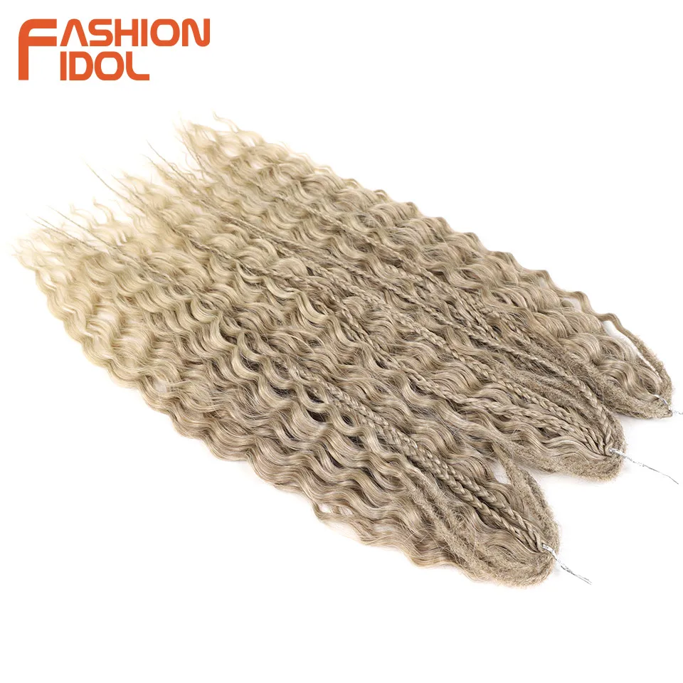 FASHION IDOL 24 inch Kinky Curly Hair Twist Crochet Hair Synthetic Braid Hair Ombre Blonde Water Wave Braiding Hair Extensions 2