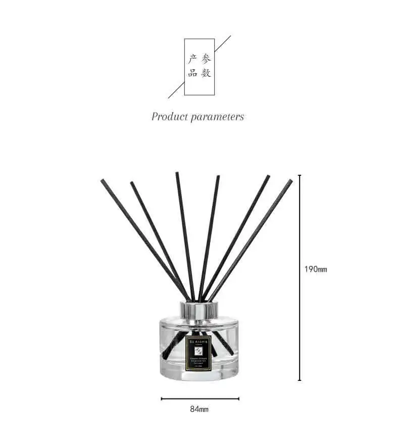 Description Picture 4 of item165ML Reed Diffusers Set with 5pcs Aroma Fiber Sticks Glass Bottle, Lime basil citrus/Neroli,No Fire Aromatherapy Oil Sets