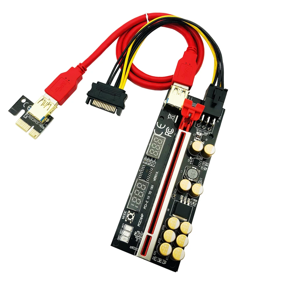 ビデオカード用マイニングライザー,1〜10個,ver016,pcie,016,v016,pci express x16,温度電圧3 rgb led 6  p,usb - AliExpress