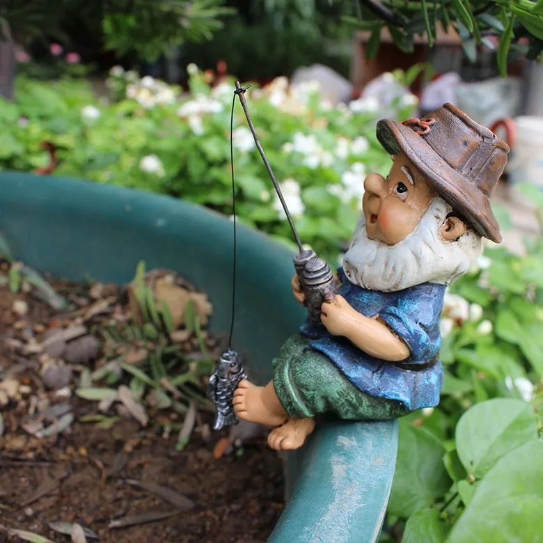 Statue de naine de pêche de jardin en résine, décoration créative de pelouse, paysage, accessoires de jardin — vue 2