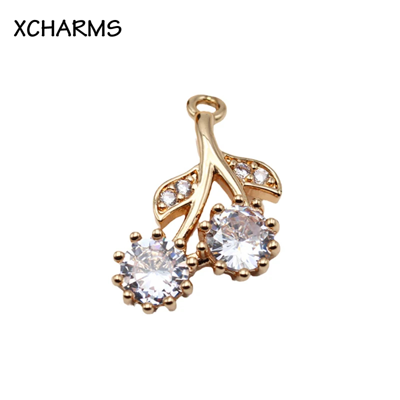 

19*13mm 14k Gold Plated Flower Zircon Charms Pendants for Bracelet Necklace Making Jewelry Findings Accessories