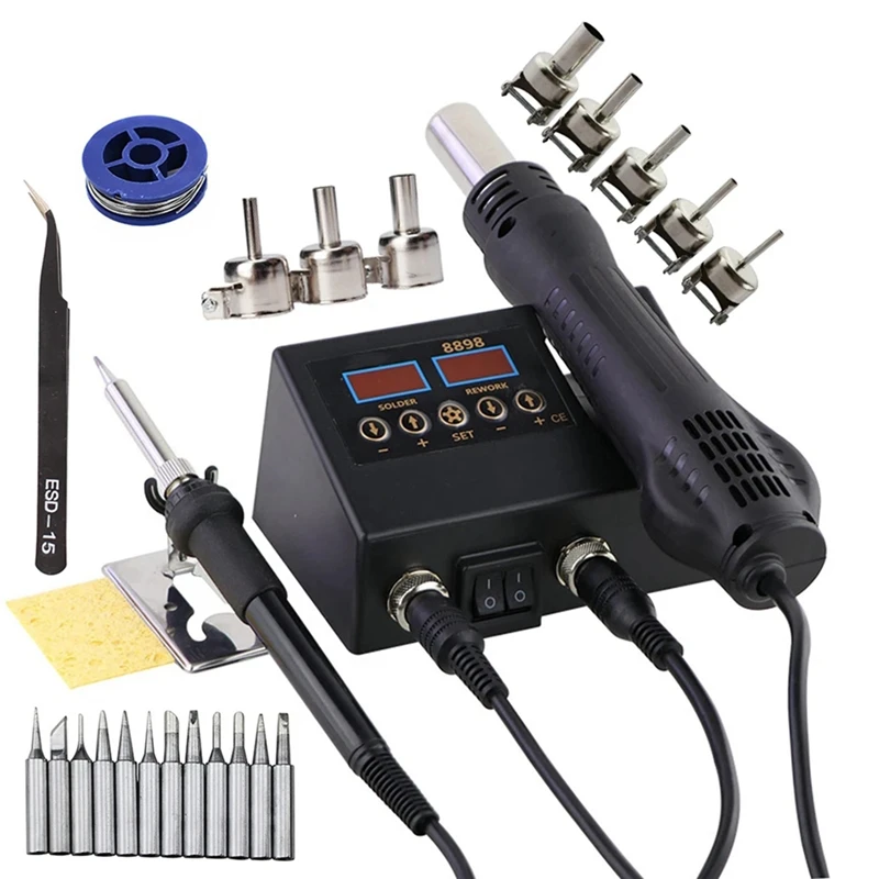 

8898 Soldering Station Portable Digital Hot Air BGA Rework Solder Station For Cell-Phone PCB IC Welding Tools