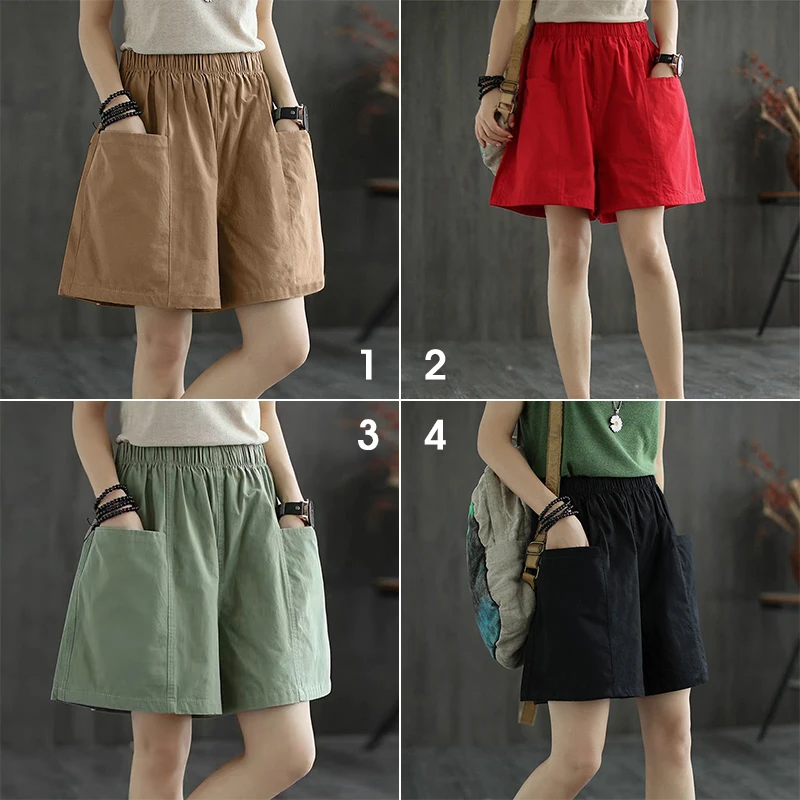 Women Summer Casual Shorts Harem Shorts Elastic Waist Wide Leg Pants Capris Overalls Fashion Pocket Trousers Streetwear summer shorts men s fashion casual pocket shorts men streetwear loose hip hop straight wide leg shorts mens five point pants