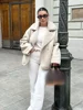 Chic Single Breasted Lapel Fleece Leather Jacket Women Long Sleeved With Pocket Warm Coat 2024 New Autumn Winter Thick Outerwear 5