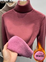 Thicken Velvet Turtleneck Sweater Women Korean Fashion Lined Warm Sueter Knitted Pullover Slim Top Winter Jersey Knitwear Jumper - Image 2