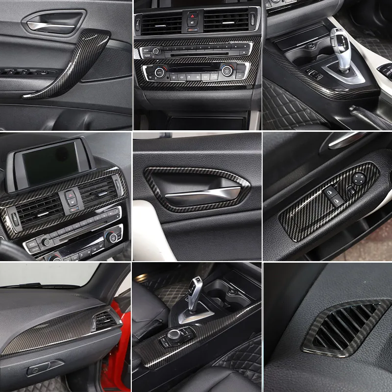 LANOBA 4 Uds. Compatible Con BMW X1 F48 2016-2018 Fibra De Carbono ABS Manija De La Puerta Interior Del Coche Accesorios De Coche For BMW X2 F47 2018