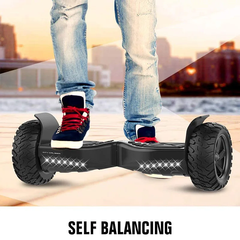 9 Inch All Terrain Off Road Wheels LED Lights Self Balancing Electric Scooter Hoverboard Skateboard
