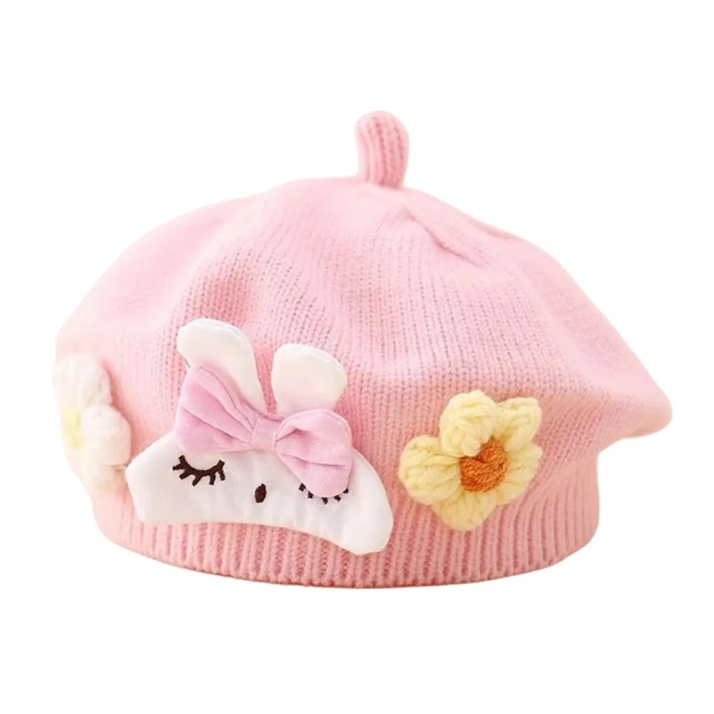 Soft Cotton Winter Baby Beret Hat for Toddler Girls