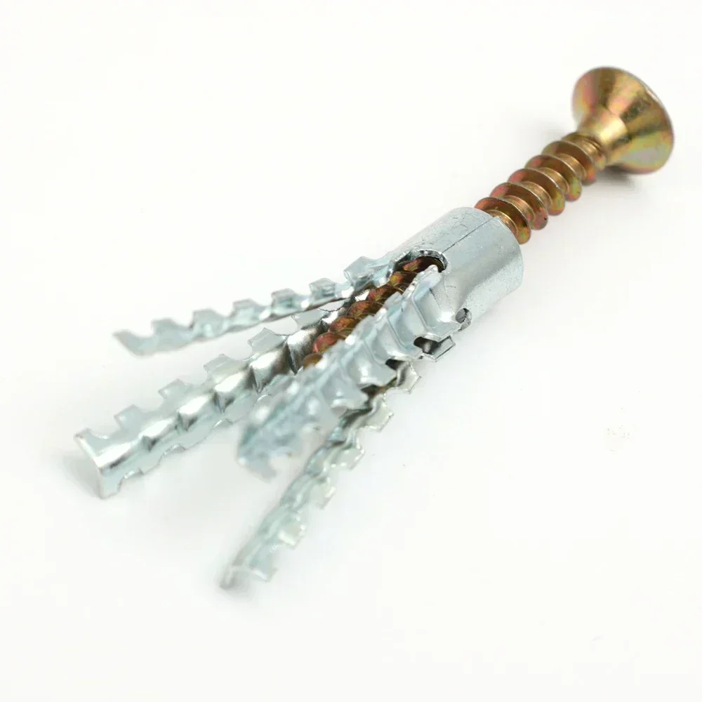 10/100sets Wall Anchor Metal Expansion Tube Pipe Self Tapping Screw Drilling Plug Solid Serrated Thorny Expansion Bolt Fasteners