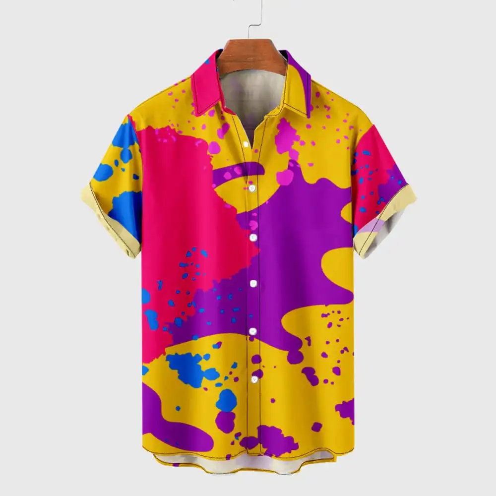 

Colorful Printing Short Sleeve Shirt men-s-top U7