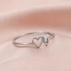 Kkjoy Simple Stainless Steel Double Hearts Initial Letter Rings For Women A-Z Alphabet Lover Ring Valentine's Day jewelry Gift 3