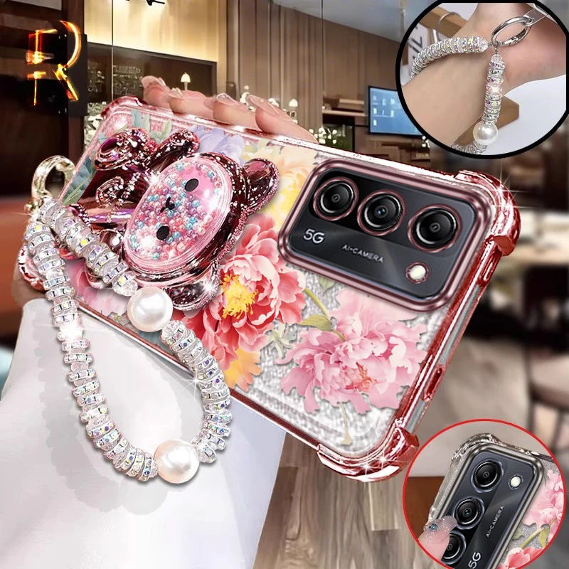 Elegant Red Floral Bracelet Holder Phone Case Cover