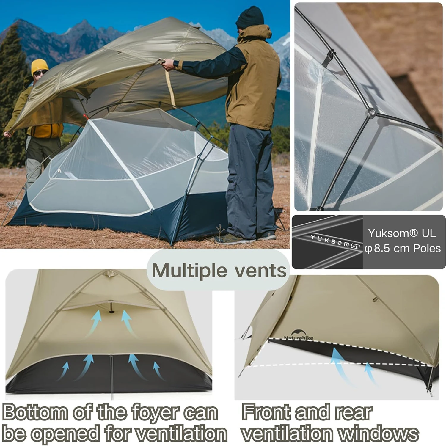 Naturehike Mongar UL 1 2 Person Tent Backpacking Tent 15D Ultralight Travel Waterproof Hiking Survival Outdoor Camping