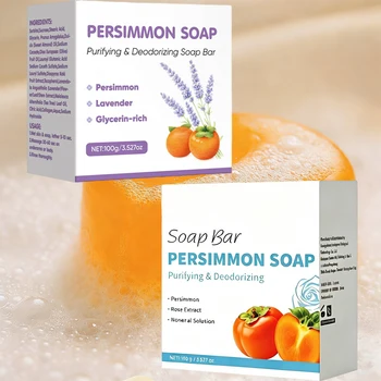 Persimmon Soap Bar for body odor control, Japanese Persimmon & Lavender Extract For Unisex, Purifying & Deodorizing Soap, 100g 1