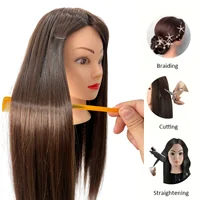 Tête de mannequin femme professionnelle de 26 pouces avec cheveux pour tresser, coiffage et pratique de conception, démonstration de coiffure 3
