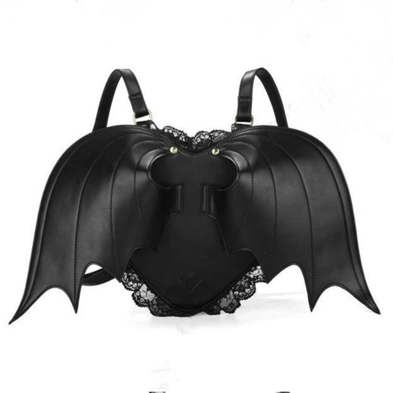 

Trendy Bat Wing Lace Rucksack with Comfortable Shoulder Straps PU Backpack