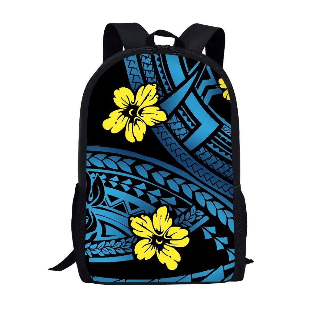 

Flowers Polynesian Pattern School Backpack for Girls Student Bookbag Travel Laptop Daypack Teenager School Bags 16in Daypack