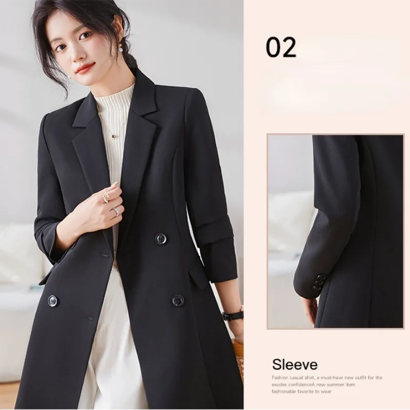 2023 New Autumn Winter Mid Length Suit Windbreaker Fashion Pink High End Feel Slim Goddess Style Professional Suit Coat S-4XL