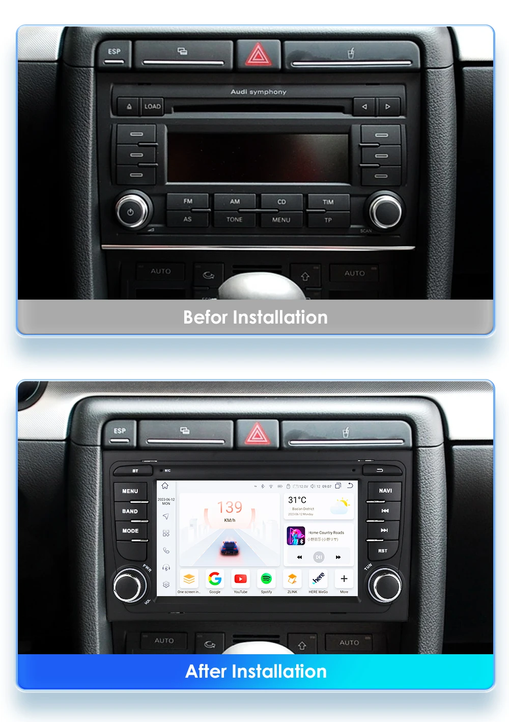 Android Car Radio Stereo Multimidia Player For Audi A4 B6 2000-2006 S4 B7  RS4 Seat Exeo Autoradio Video GPS Navi Carplay RDS