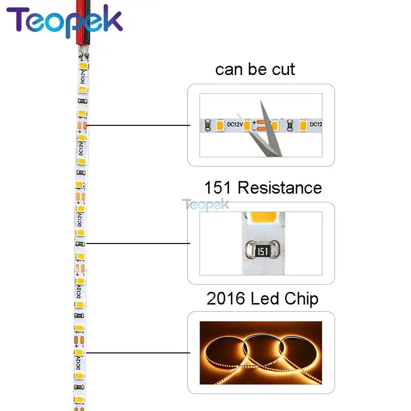 5M 3mm 180leds/m SMD 2016 Super Bright LED Strip Red/Green/Blue/White Warm/White Light Strip IP30 DC12V