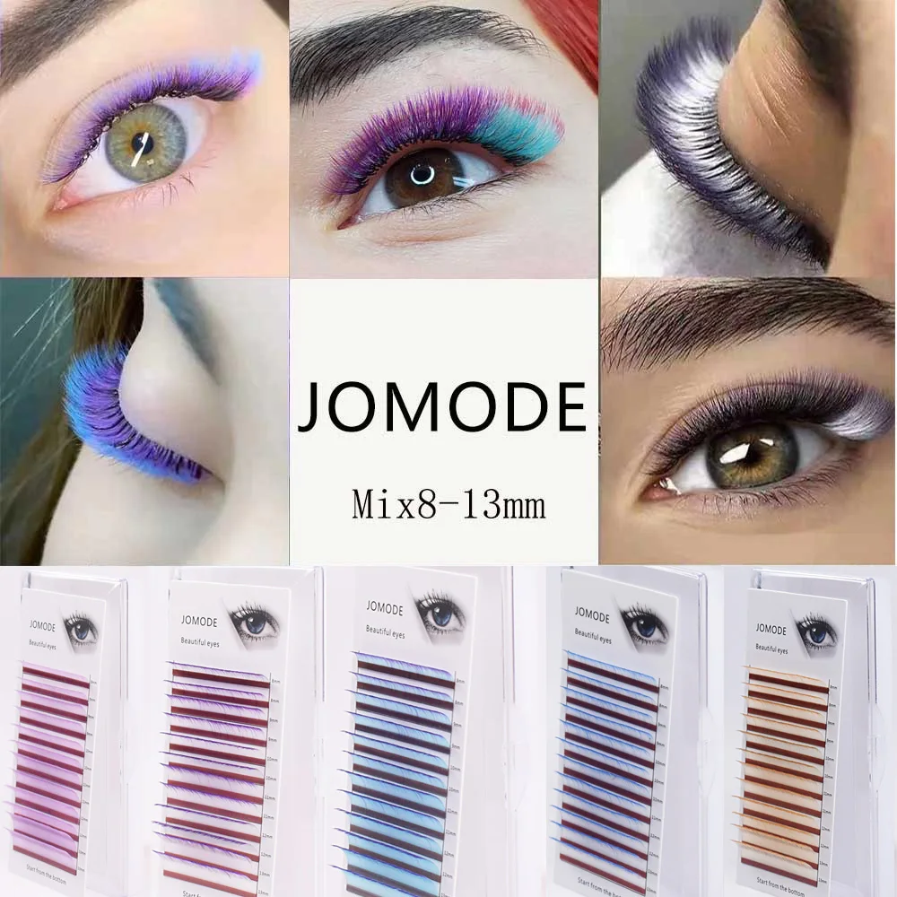 Color Lash Purple Blue Brown Green Red White Pink Yellow Eyelash Extensions Individual False Colored Mink Lashes Makeup color false eyelashes fluorescent pink green yellow orange eyelash extensions glow in the dark lashes christmas new year makeup