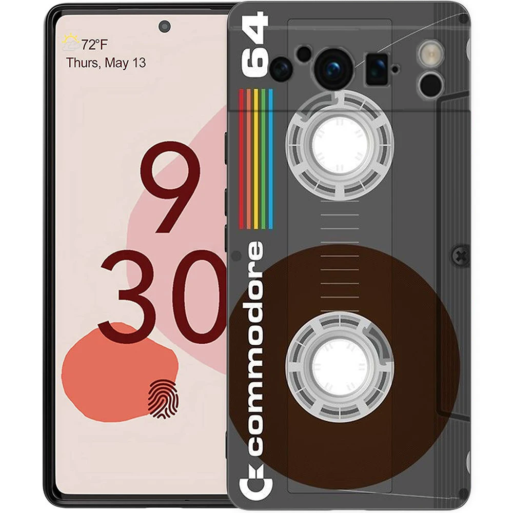 Retro Cassette Tape Style Shockproof Silicone Phone Case - Black Cover s