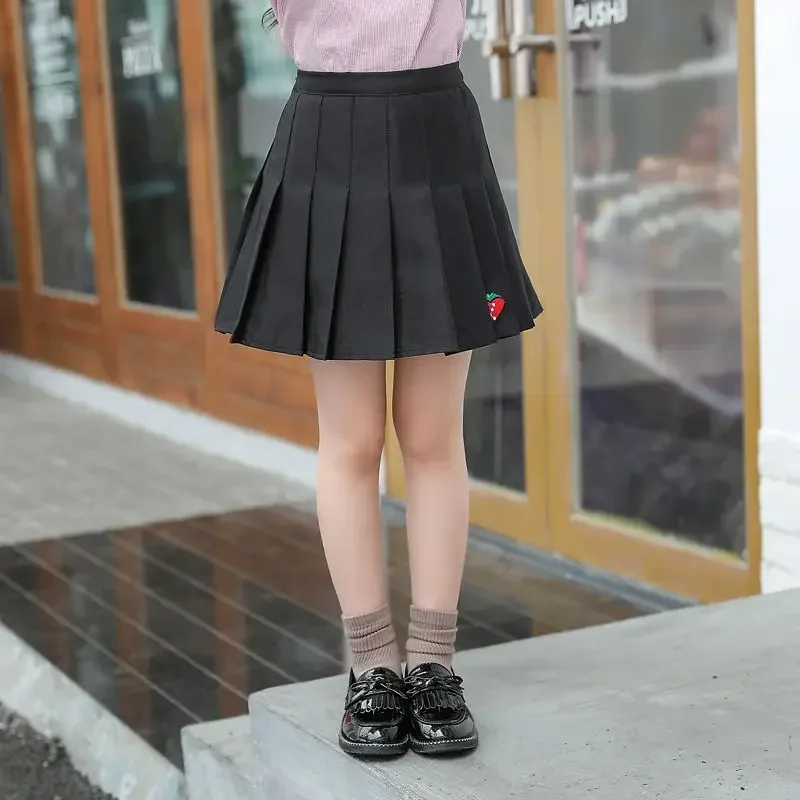 Girl Pleated Skirts School Children Clothing 2 4 6 8 10 12 13 14 Years Baby Girl Skirt with Shorts Pink Student Kids Tutu Skirt