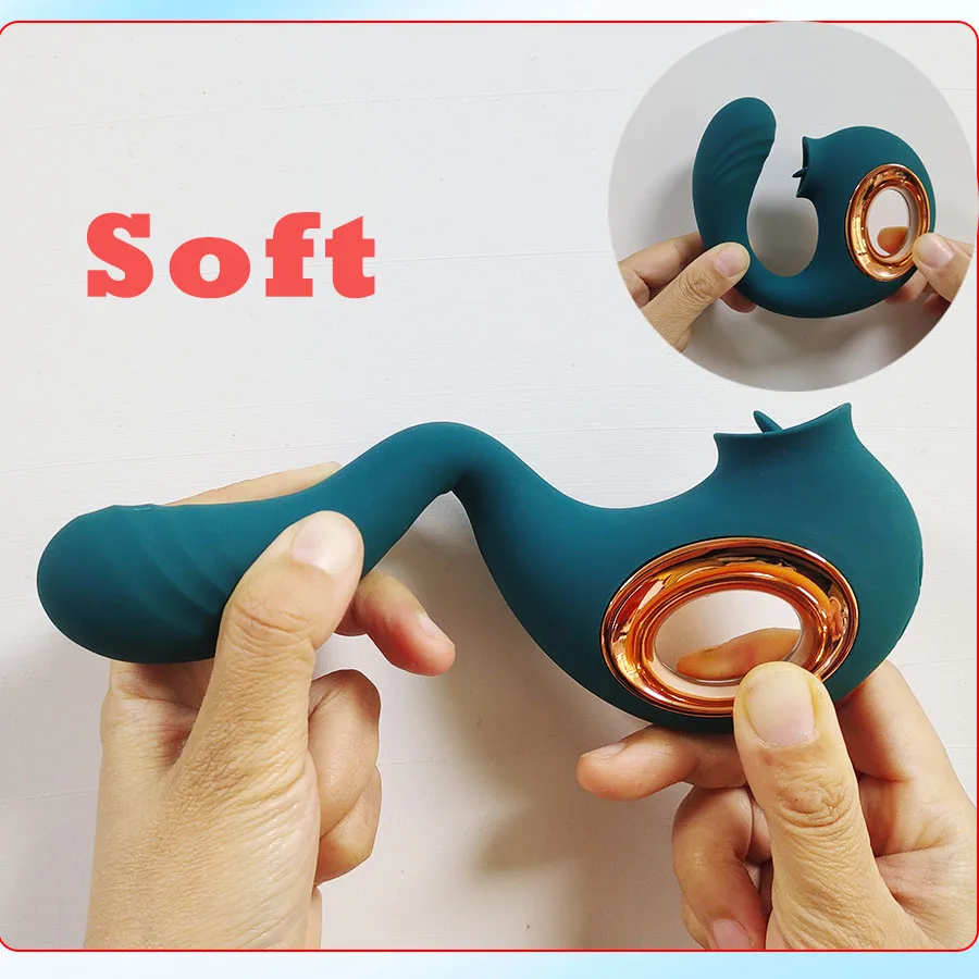 Pink G Spot Vagina Vibrators for Women + Vibrating Tongue Licking Clitoris Stimulator Female Masturbator Adult Sex Toy for Woman