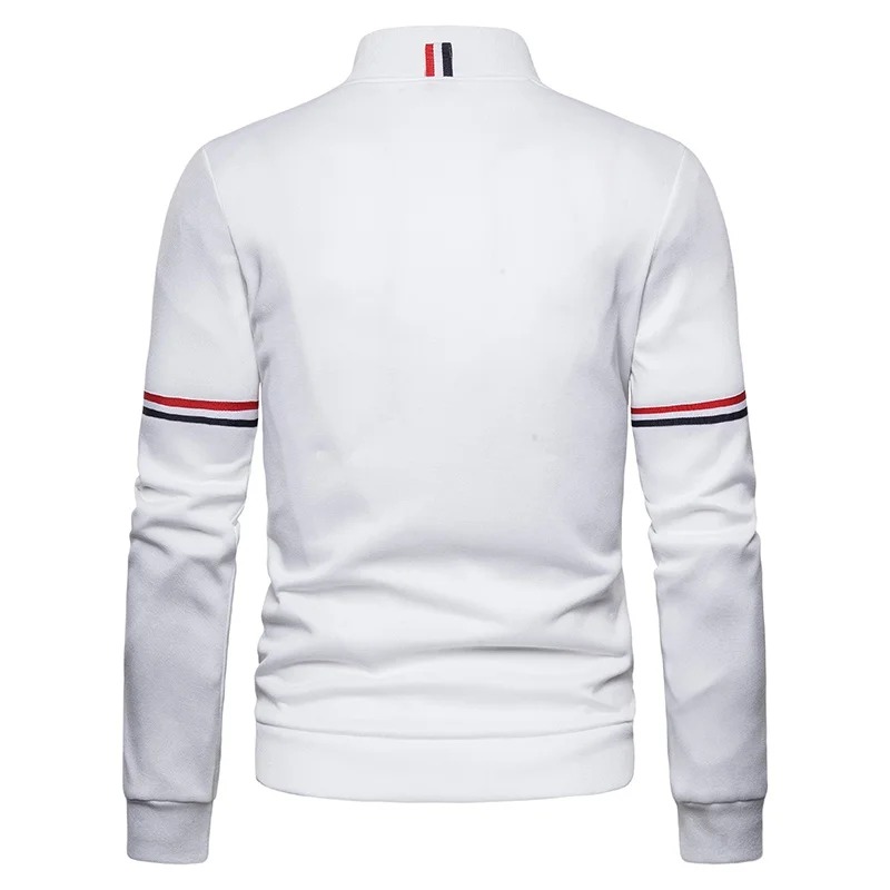High quality cotton men's fashion jacket casual outdoor slim fitting sports zipper solid color long sleeved jacket