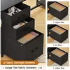 L Shaped Computer Desk, 58'' Office Desk with 3 Drawers and Bookshelf, L Shaped Corner Desk with Storage Shelves and LED Light 4