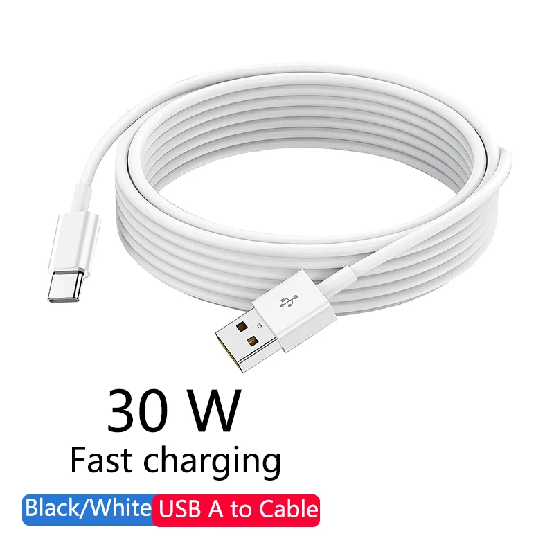 High-Speed 30W USB-A to USB-C Charging Cable with Data Sync - Available in 1M, 2M, 3M Lengths