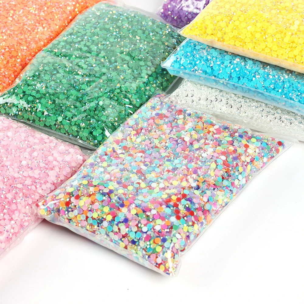 Bulk Wholesale Jelly Color AB Transparent Faceted FlatBack Resin Rhinestones for Nail Art & Garment Decoration