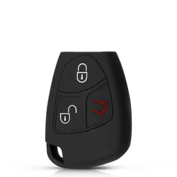 Silicone Remote Key Case Protector Cover for Car Keyless Entry - 3 - Button Fob (Black)