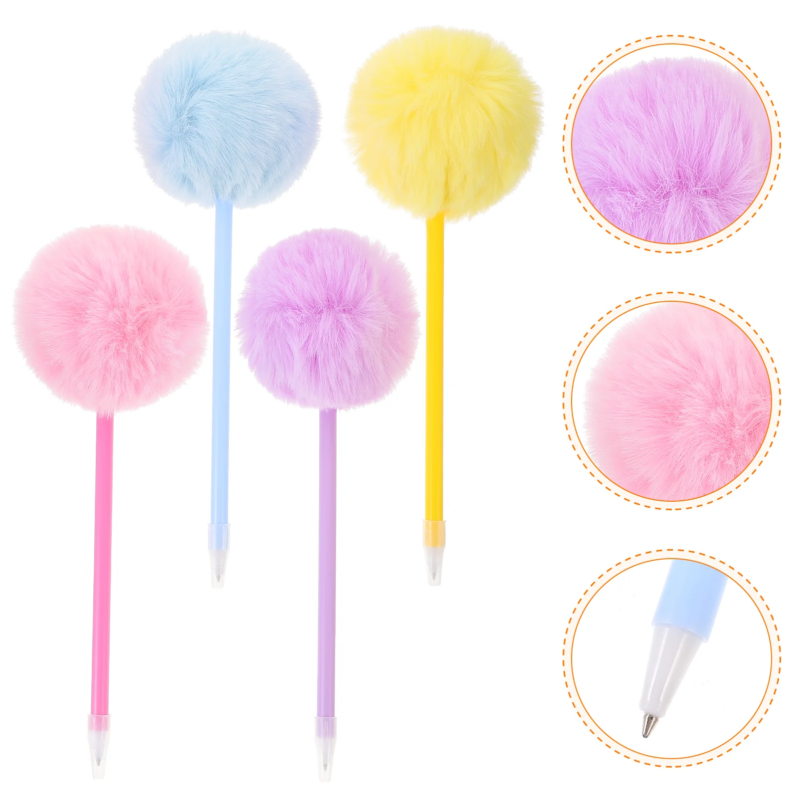 Hair Ball Writing Pen Ballpoint Pens Pompom Fluffy Cute Lovely for Cartoon Cute Pp Decorative Student Girls 4 pcs hair ball writing pen fountain pens elegant style for students hairball plush pompom girls bright color ballpoint