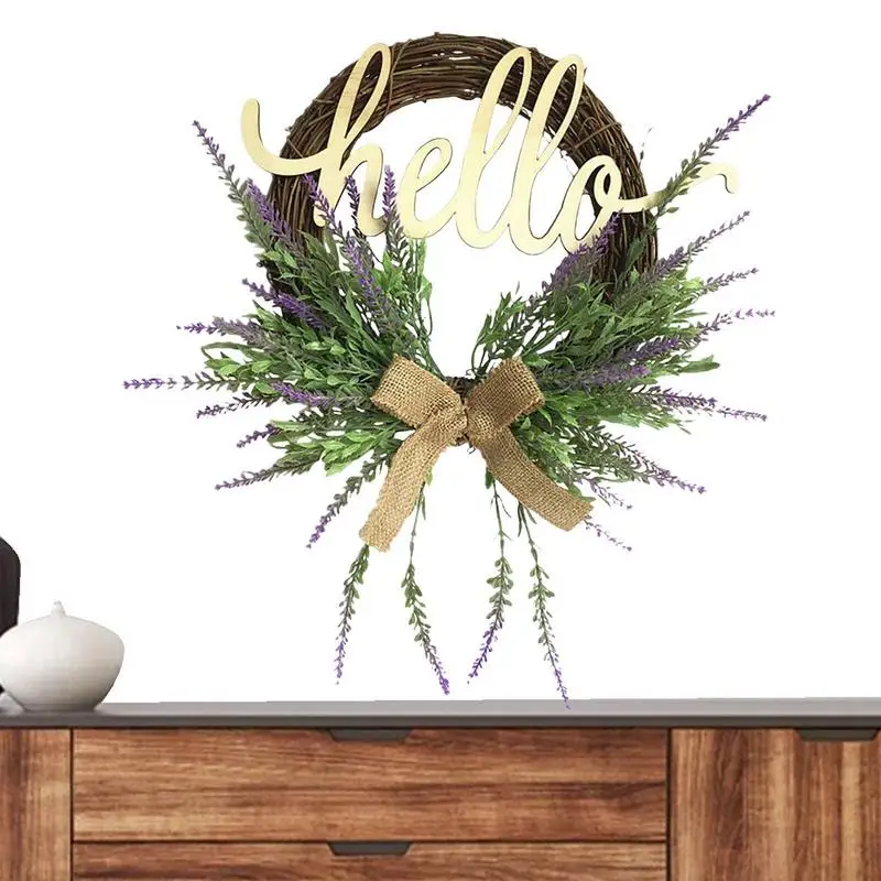 

Purple Wreath Artificial Lavender Flower Door Sign For Front Door Rustic And Farmhouse Purple Wreath For Home With Summer