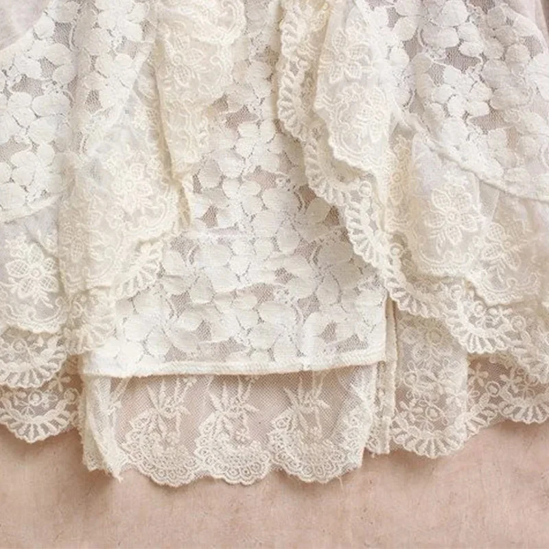 Japanese Sweet Lace Floral Embroidery Shirt for Women, Long Sleeve, Cotton Linen, Cardigan Tops, Kawaii, Cute, Female