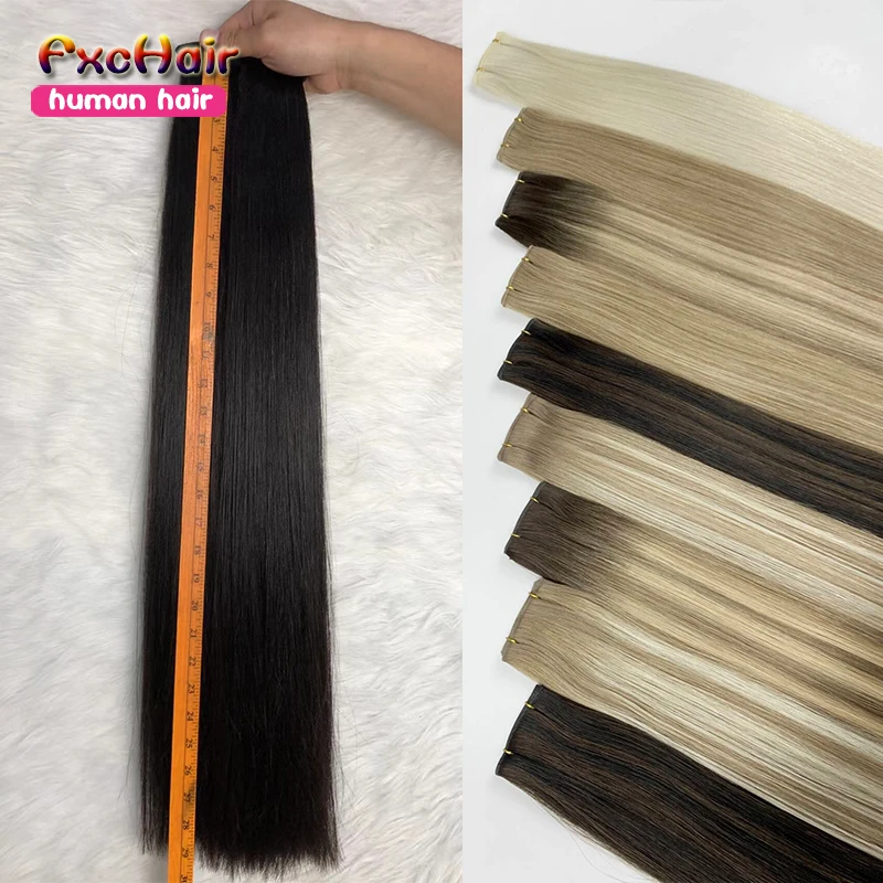 Human Hair Extensions Remy Genius Weft Human Hair Extensions 100g/pc Straight Invisible Burmese Human Hair Bundles For Women Weaves