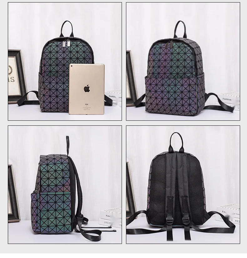 Geometric Luminous Backpack For Students Geometric Chameleon Bag_voghion.com