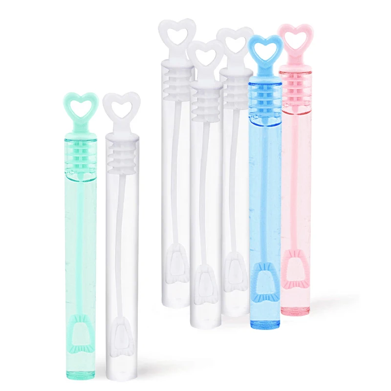 

50pcs Mini Love Heart Bubble Wands Tube Bubble Soap Bottle Party Favors for Weddings Anniversaries Carry Convenient Empty Bottle