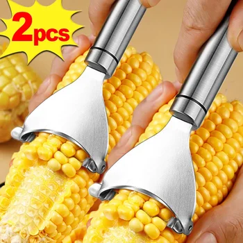 Pelapatate per mais in acciaio inossidabile Pelapatate per mais seghettato Pelapatate Rasoio per pannocchia Pialla Trebbiatrice Taglierina da cucina Frutta Verdura Gadget Strumento 1