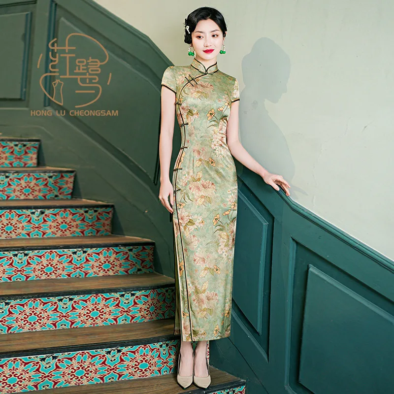 

New Silk Cheongsam, Mulberry Silk, Retro Summer Long Style, High-end Women's Improved Daily Youth Style, High-end QIPAO