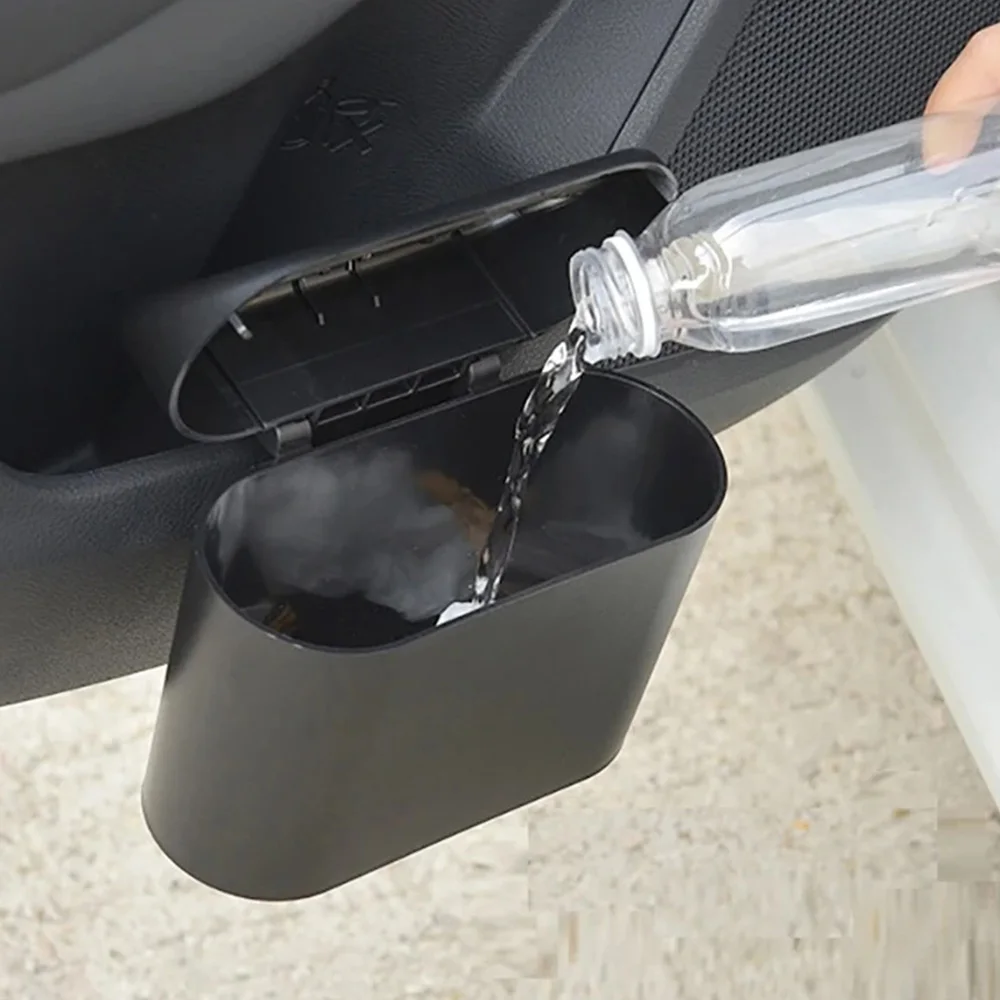 Hanging Car Trash Can Vehicle Garbage Dust Case Storage Box ABS Square Pressing Trash Bin Auto Interior Accessories For Car For Car Trash Can