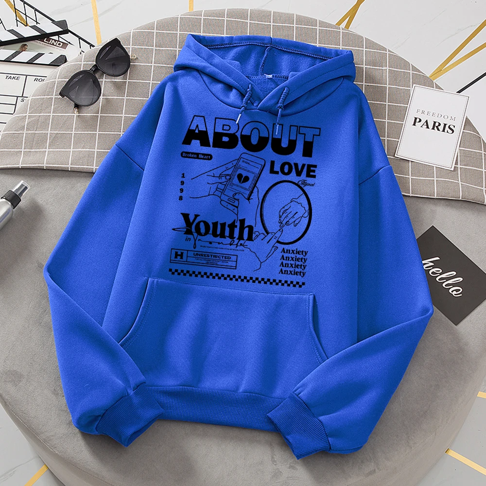 

About Love Broken Heart Youth Anxiety Hoodies Female Casual Autumn Hoodie Harajuku Soft Sweatshirt Fashion Warm Female Clothing