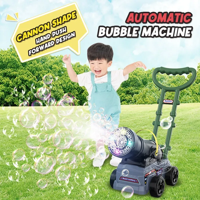 Cannon Bubble Gun Rocket Hand Cart Tank Holes Wedding Soap Bubbles Machine Automatic Blower Toy Kids Pomperos Childrens Day Gift 12 holes cartoon yellow duck bubble machine gun toys kids space guns bubble machine toy children gift not include aa battery