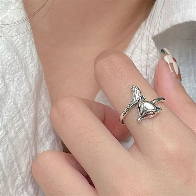 Classic Fox Pattern Ring For Women Jewelry Top Quality Silver 925 Sterling Ring Female Index Finger Accessories Adjustable