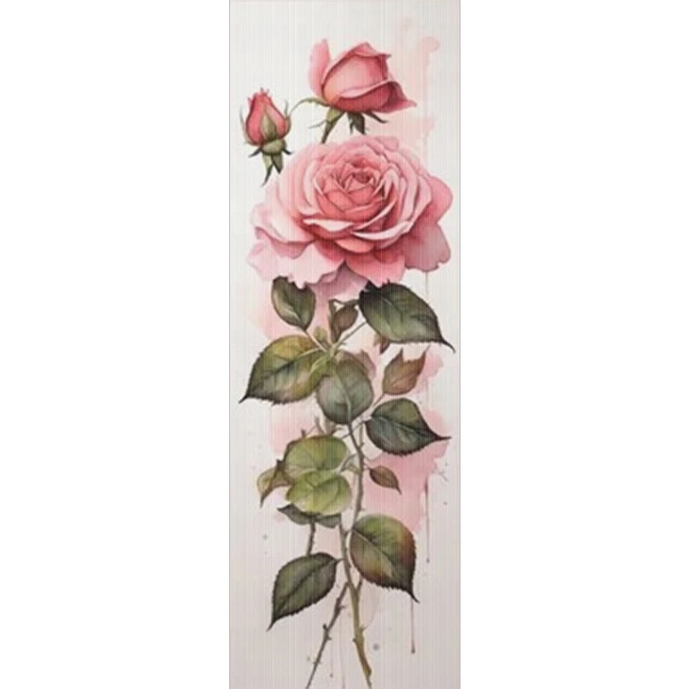 11CT Stamped Double-Sided Hibiscus Crossstitch Bookmark Art Projects 18x6cm Needlework Embroidery Craft Kit for Reading Day Gift