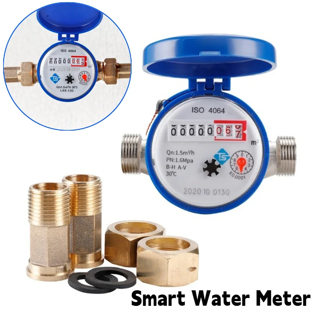 Water Meter Cold Smart Water Meter Mechanical Rotary Wing E-Type Precision Digital Display Pointer Counter Water Meter Flow Measuring Tool