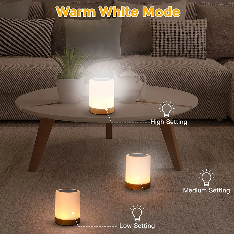Ziisee - Lámparas De Mesa Para Sala De Estar, 2 Lámparas De Mesa De Noche Táctiles Regulables De